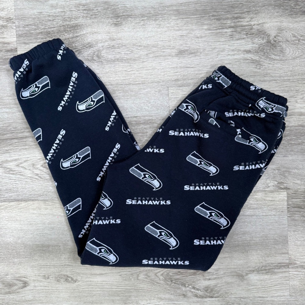 Kids NFL Seattle Seahawks All Over Print Jogger Sweatpants Size L 14-16 Navy